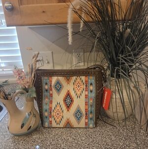 Montana West Turquoise Orange Brown Aztec Crossbody Bag. NWT